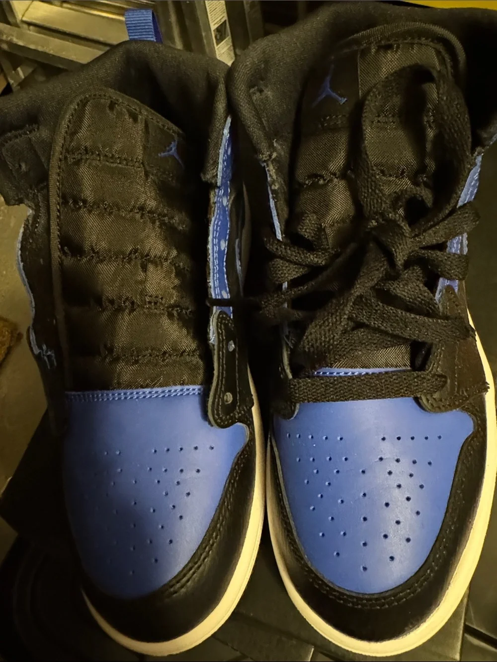 Nike Jordan 1 mid Black and Royal Blue High-Top Sneakers